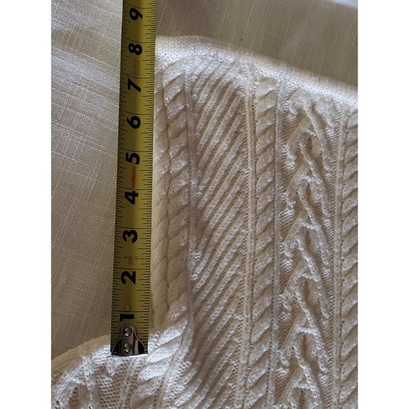 SWEATER KNIT TUNIC SIZE MEDIUM CABLE KNIT COWEL NECK LONG SLEEVE CREAM - Picture 11 of 14